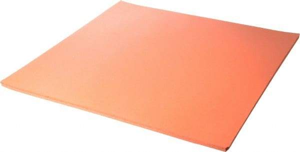 Made in USA - 12" Long, 12" Wide, Silicone Foam Rubber Foam Sheet - Orange-Red, -103 to 450°F, Plain Backing, Stock Length - Exact Tool & Supply