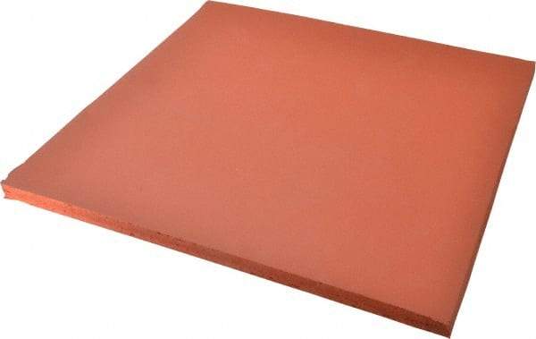 Made in USA - 12" Long, 12" Wide, Silicone Foam Rubber Foam Sheet - Orange-Red, -103 to 450°F, Plain Backing, Stock Length - Exact Tool & Supply