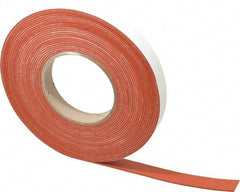 Made in USA - 1/16" Thick x 3/4" Wide x 30' Long Tan-Orange Closed Cell Silicone Foam Rubber Roll - Stock Length, Adhesive Back, 33 Lb/Cu Ft Density, -100°F to 500°F - Exact Tool & Supply