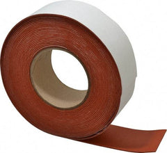 Made in USA - 1/16" Thick x 2" Wide x 30' Long Tan-Orange Closed Cell Silicone Foam Rubber Roll - Stock Length, Adhesive Back, 33 Lb/Cu Ft Density, -100°F to 500°F - Exact Tool & Supply