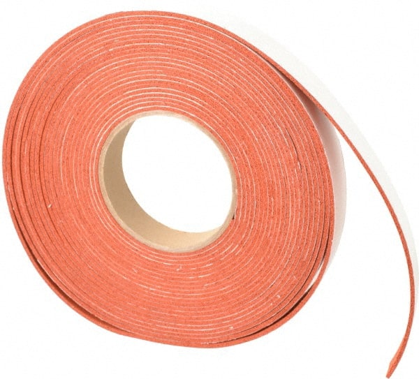Made in USA - 30' x 1" x 3/32" Tan-Orange Silicone Foam Roll - Exact Tool & Supply