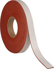 Made in USA - 1/8" Thick x 1" Wide x 30' Long Tan-Orange Closed Cell Silicone Foam Rubber Roll - Stock Length, Adhesive Back, 33 Lb/Cu Ft Density, -100°F to 500°F - Exact Tool & Supply