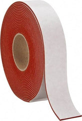Made in USA - 1/8" Thick x 2" Wide x 30' Long Tan-Orange Closed Cell Silicone Foam Rubber Roll - Stock Length, Adhesive Back, 33 Lb/Cu Ft Density, -100°F to 500°F - Exact Tool & Supply