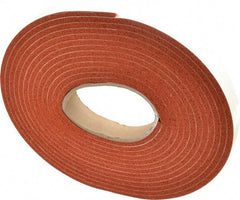 Made in USA - 3/16" Thick x 1" Wide x 20' Long Tan-Orange Closed Cell Silicone Foam Rubber Roll - Stock Length, Adhesive Back, 33 Lb/Cu Ft Density, -100°F to 500°F - Exact Tool & Supply