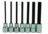 8 Piece - 1/8; 9/64; 5/32; 3/16; 7/32; 1/4; 5/16; & 3/8" - 3/8" Drive - Hex Long Bit Socket Set - Exact Tool & Supply