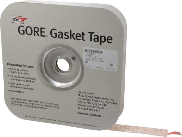 Made in USA - 0.065" Thick x 1" Wide, Gore-Tex Gasket Tape - 50' Long, White - Exact Tool & Supply