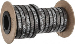 Made in USA - 1/4" x 9.8' Spool Length, 100% GFO Fiber Compression Packing - 1,900 Max psi, -400 to 550° F, Dark Gray - Exact Tool & Supply