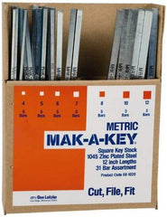 Made in USA - 12" Long, Key Stock Assortment - 18-8 Stainless Steel - Exact Tool & Supply