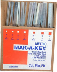 Made in USA - 12" Long, Zinc-Plated Key Stock Assortment - C1045 Steel - Exact Tool & Supply