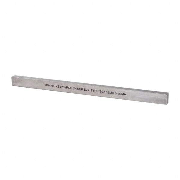 Made in USA - 12" Long, Oversized Key Stock - 18-8 Stainless Steel - Exact Tool & Supply