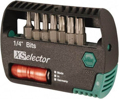 Wiha - 7 Piece, 1/4" Drive Screwdriver Tamperproof Bit Set - T8 to T30 Torx - Exact Tool & Supply