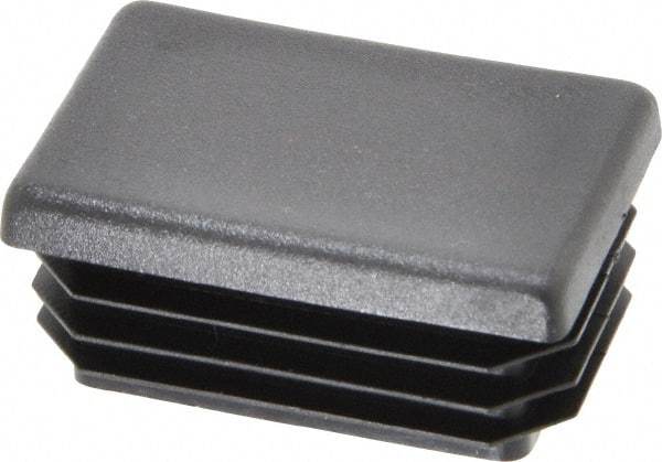 Caplugs - Rectangular Head Plug - 1 x 1-1/2" OD, 1" Long, Polyethylene, Black - Exact Tool & Supply