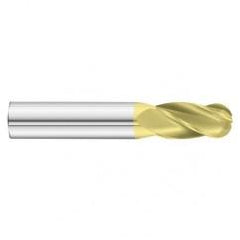 9/16 Dia. x 3-1/2 Overall Length 4-Flute Ball Nose Solid Carbide SE End Mill-Round Shank-Center Cut-TiN - Exact Tool & Supply