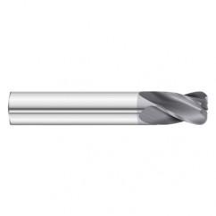 .0983 Dia. x 1-1/2 Overall Length 4-Flute .030 C/R Solid Carbide SE End Mill-Round Shank-Center Cut-TiAlN - Exact Tool & Supply