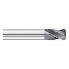 .0983 Dia. x 1-1/2 Overall Length 4-Flute .030 C/R Solid Carbide SE End Mill-Round Shank-Center Cut-TiAlN - Exact Tool & Supply