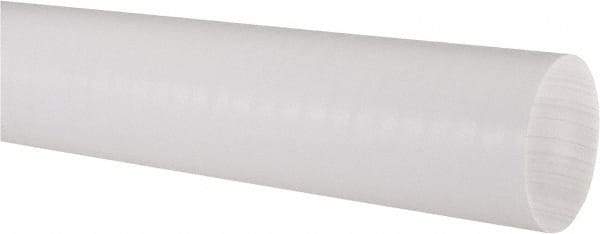 Made in USA - 4' Long, 2" Diam, PTFE (Virgin) Plastic Rod - White - Exact Tool & Supply
