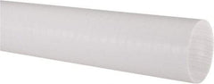 Made in USA - 4' Long, 2" Diam, PTFE (Virgin) Plastic Rod - White - Exact Tool & Supply