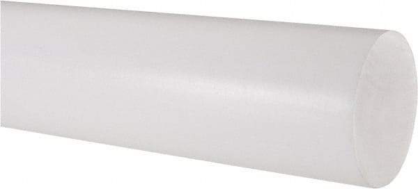 Made in USA - 2' Long, 2-1/2" Diam, PTFE (Virgin) Plastic Rod - White - Exact Tool & Supply