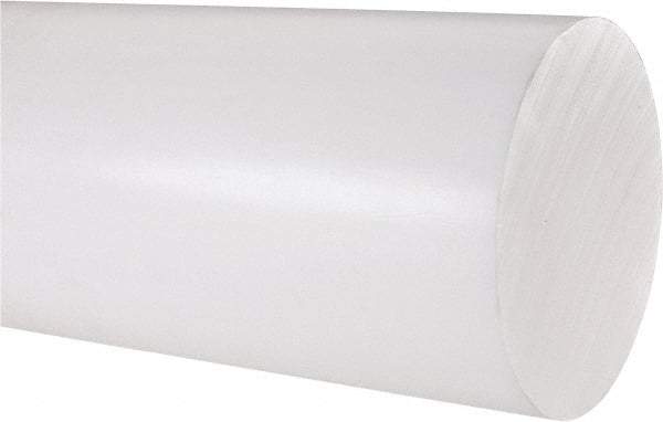 Made in USA - 1' Long, 4" Diam, PTFE (Virgin) Plastic Rod - White - Exact Tool & Supply
