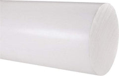Made in USA - 1' Long, 4" Diam, PTFE (Virgin) Plastic Rod - White - Exact Tool & Supply