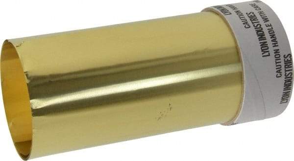 Made in USA - 5 Ft. Long x 6 Inch Wide x 0.001 Inch Thick, Roll Shim Stock - Brass - Exact Tool & Supply