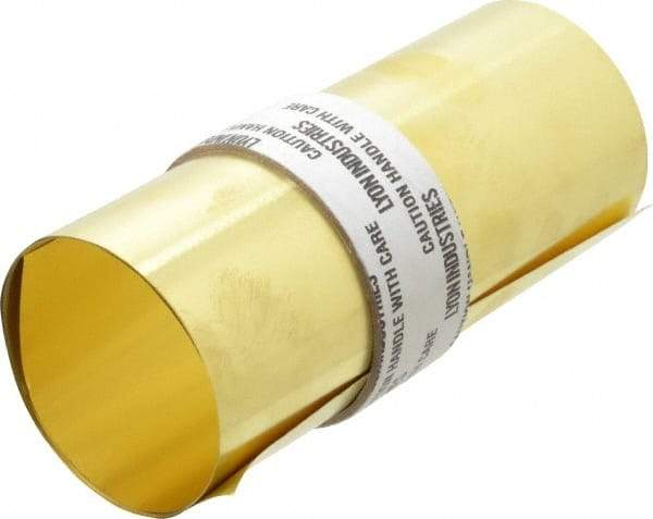 Made in USA - 5 Ft. Long x 6 Inch Wide x 0.002 Inch Thick, Roll Shim Stock - Brass - Exact Tool & Supply