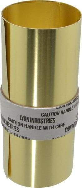 Made in USA - 5 Ft. Long x 6 Inch Wide x 0.003 Inch Thick, Roll Shim Stock - Brass - Exact Tool & Supply