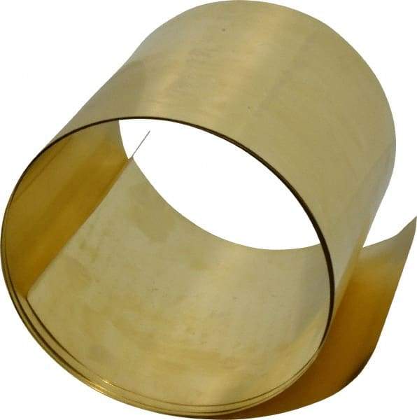 Made in USA - 5 Ft. Long x 6 Inch Wide x 0.008 Inch Thick, Roll Shim Stock - Brass - Exact Tool & Supply