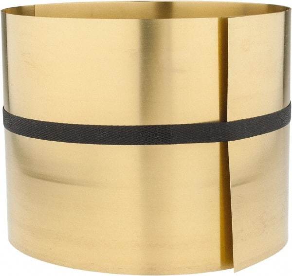 Made in USA - 5 Ft. Long x 6 Inch Wide x 0.012 Inch Thick, Roll Shim Stock - Brass - Exact Tool & Supply