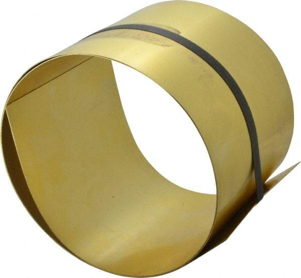Made in USA - 5 Ft. Long x 6 Inch Wide x 0.025 Inch Thick, Roll Shim Stock - Brass - Exact Tool & Supply