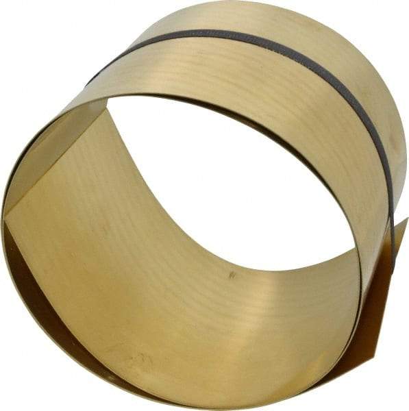 Made in USA - 5 Ft. Long x 6 Inch Wide x 0.031 Inch Thick, Roll Shim Stock - Brass - Exact Tool & Supply