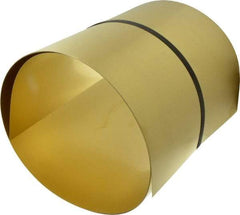 Made in USA - 10 Ft. Long x 12 Inch Wide x 0.015 Inch Thick, Roll Shim Stock - Brass - Exact Tool & Supply