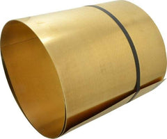 Made in USA - 10 Ft. Long x 12 Inch Wide x 0.02 Inch Thick, Roll Shim Stock - Brass - Exact Tool & Supply