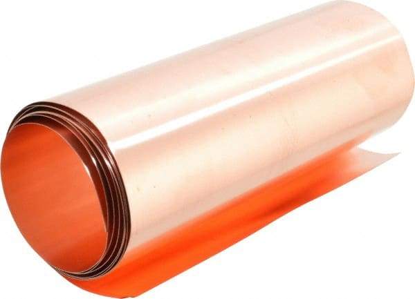 Made in USA - 4 Piece, 50 Inch Long x 6 Inch Wide x 0.001 to 0.01 Inch Thick, Assortment Roll Shim Stock - Copper, 0.001 to 0.01 Inch Thick - Exact Tool & Supply