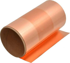 Made in USA - 100 Inch Long x 6 Inch Wide x 0.002 Inch Thick, Roll Shim Stock - Copper - Exact Tool & Supply