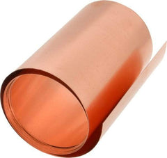 Made in USA - 100 Inch Long x 6 Inch Wide x 0.008 Inch Thick, Roll Shim Stock - Copper - Exact Tool & Supply