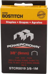 Stanley Bostitch - 3/8" Long x 7/16" Wide, 18 Gauge Crowned Construction Staple - Steel, Chisel Point - Exact Tool & Supply