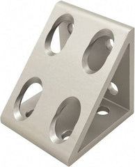 80/20 Inc. - 50mm Wide, Open Shelving 8 Hole Inside Corner Gusset - Aluminum, Clear Anodized Finish, 47mm Long, Use with 25 Series & Bolt Kit 75-3404 - Exact Tool & Supply