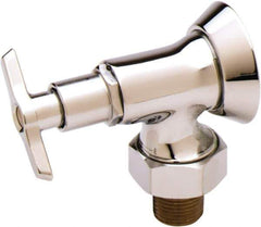 T&S Brass - Flange 1/2 Inlet, 125 Max psi, Chrome Plated, Chrome Plated Loose Key Stop - 1/2 NPT Outlet, Angle, Chrome Handle - Exact Tool & Supply