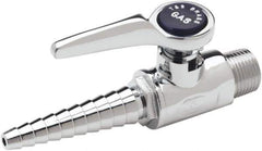 T&S Brass - 3/8" Pipe, Ball Head Hose Gas Cock - Chrome Plated Brass - Exact Tool & Supply
