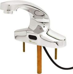 T&S Brass - Deck Plate Mounted Electronic User Adjustable Temperature Control Mixer Faucet - Powered by 120 Volt AC/DC, 5" Cast Spout, 4" Mounting Centers - Exact Tool & Supply