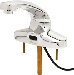 T&S Brass - Deck Plate Mounted Electronic User Adjustable Temperature Control Mixer Faucet - Powered by 120 Volt AC/DC, 5" Cast Spout, 4" Mounting Centers - Exact Tool & Supply