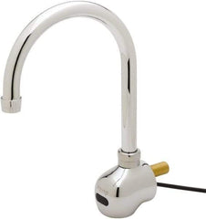 T&S Brass - Wall Mount Electronic User Adjustable Temperature Control Mixer Faucet - Powered by 120 Volt AC/DC, Gooseneck Spout, 6-3/8" Mounting Centers - Exact Tool & Supply