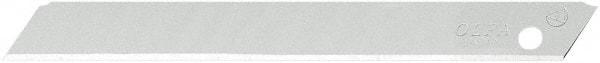 Olfa - 10 Piece Steel Utility Knife Blade - 80mm OAL, 3-5/32" Blade Length, 0.02" Blade Thickness - Exact Tool & Supply