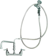 T&S Brass - Riser with Spring Guide, 2 Way Design, Wall Mount, Pre Rinse Faucet Assembly - Lever Handle - Exact Tool & Supply