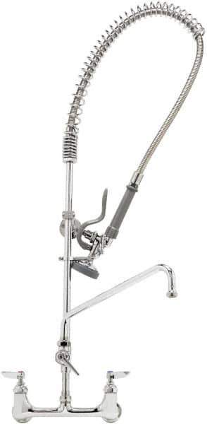 T&S Brass - Riser with Spring Guide, 2 Way Design, Wall Mount, Wall Pre Rinse Faucet Assembly - Lever Handle - Exact Tool & Supply