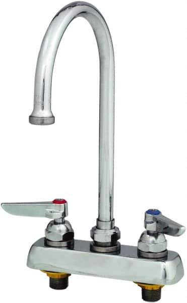 T&S Brass - Standard, 2 Way Design, Deck Mount, Workboard Deck Mount Faucet - 8-3/4 Inch Spout, Lever Handle - Exact Tool & Supply