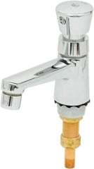 T&S Brass - Push Button Handle, Deck Mounted Bathroom Faucet - Metering Faucet, No Drain, Standard Spout - Exact Tool & Supply