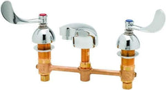 T&S Brass - Wrist Blade Handle, Deck Mounted Bathroom Faucet - Two Handle, No Drain, Standard Spout - Exact Tool & Supply