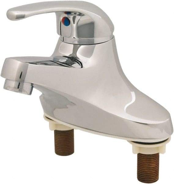 T&S Brass - Straight Handle, Deck Mounted Bathroom Faucet - One Handle, No Drain, Standard Spout - Exact Tool & Supply